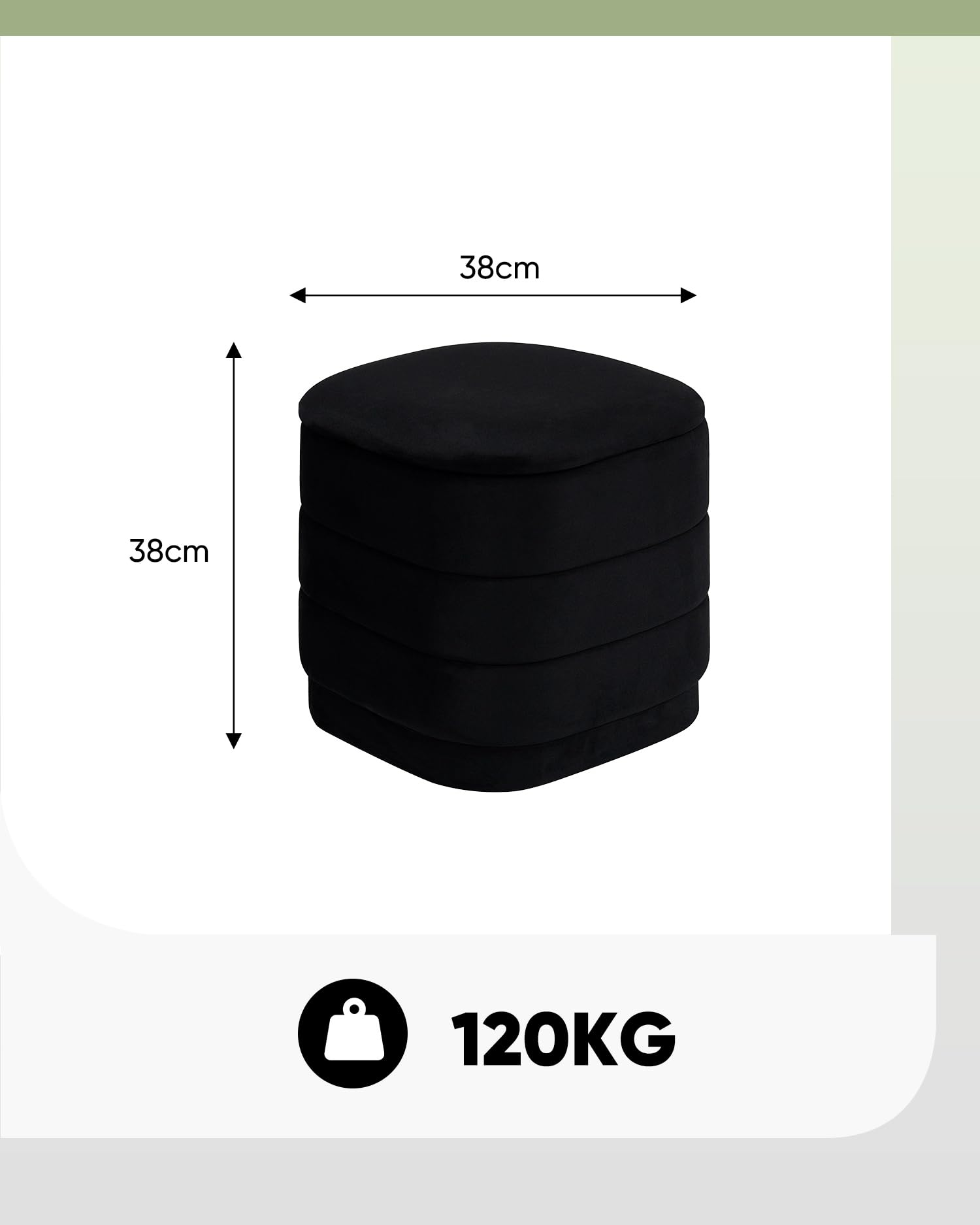 Bonlife otomana con Espacio de Almacenamiento, reposapiés Plegable con Mesa, reposapiés, reposapiés para salón, Dormitorio, Pasillo, Terciopelo Negro, 38 x 38 x 38 cm