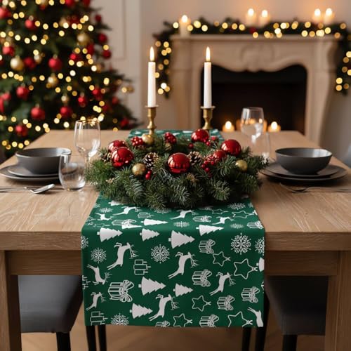 Cozy Home & Living Tischläufer Weihnachten Grün 40x180 cm,...