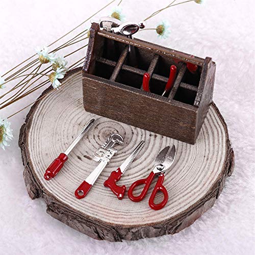 SunaOmni Miniatur Werkzeugkasten, Retro Werkzeugkasten Reparaturwerkzeugmodell 4.7 * 2.9 * 4,9 cm 8 Werkzeuge… – Bild 6