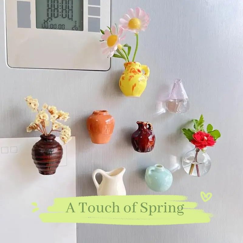5 Magnetini Da Frigorifero In Ceramica A Forma Di Vaso Di Fiori 3D - Regalo Simpatico Per Pianta Grassa - Decorazione Per Cucina E Ufficio