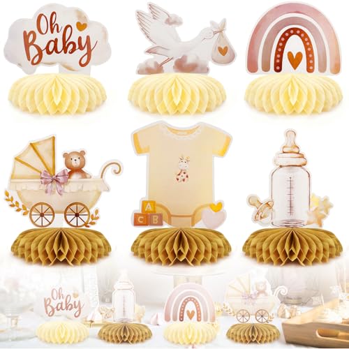 Battesimo Bimba Decorazioni Tavolo, 6pz Battesimo Addobbi Tavola Centrotavolo 3D d’Ape d’Nido, per Nascita Benvenuta Neonata, Baby Shower Festa, Nascita Battesimo Bomboniere