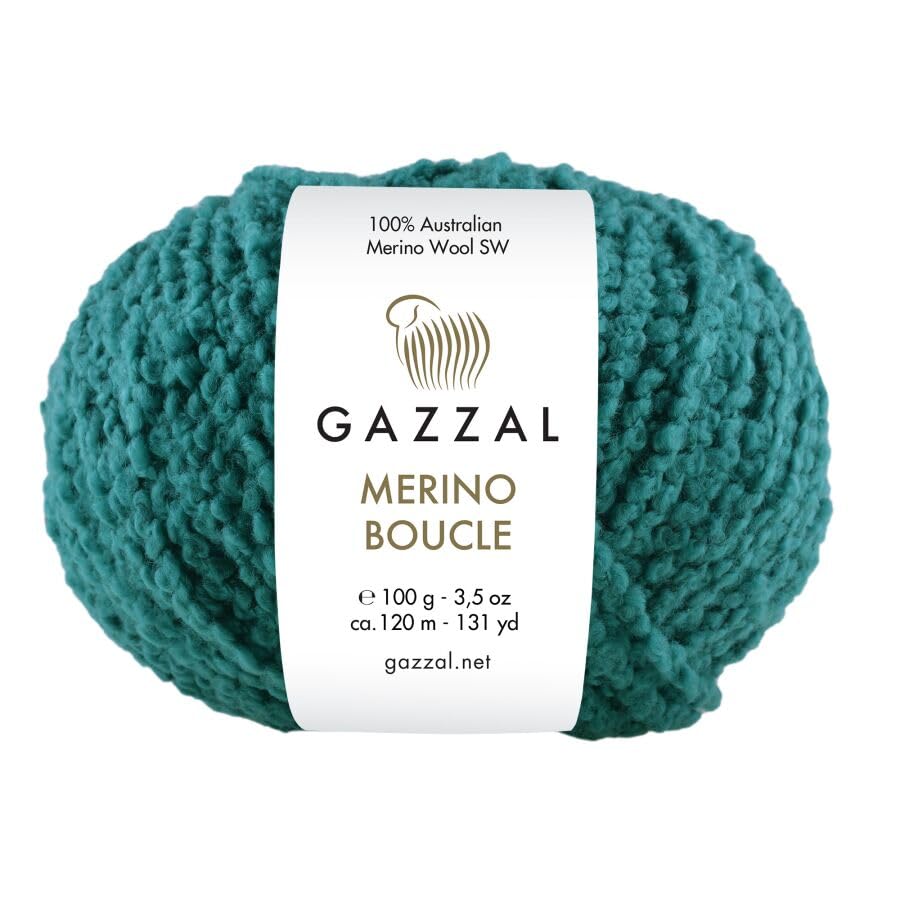 Gazzal Merino Boucle hilo para tejer lana merino 3 ovillos