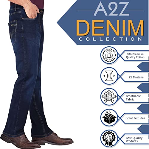 A2Z Mens Denim Jeans Relaxed Straight Fit Boot Cut Jeans Comfort Stretch Gents Loose Fit Lightweight Trousers Pants2