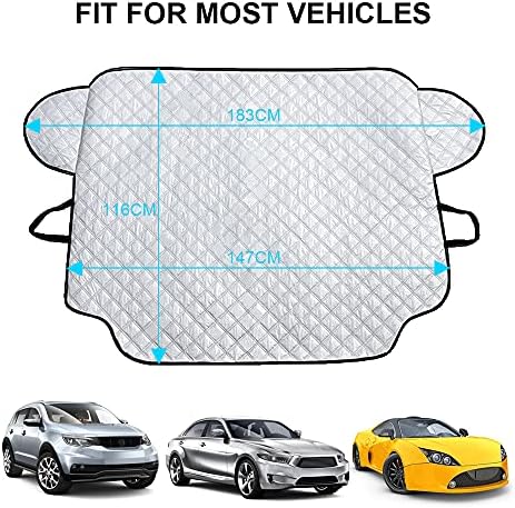 Yomisee Car Windscreen Cover Frost Protector, Car Windshield Cover for Winter Magnetic Windscreen Protector Perfect Resists Snow Frost Ice Sun UV Dust Water, Fits Most Cars, SUV (183 * 116cm)