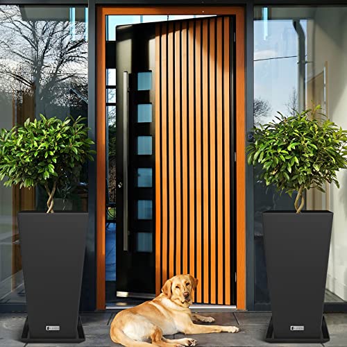 Elevens 28" Outdoor Planter Larger Flower Pots Indoor Modern Tapered Square Outdoor Planter Indoor And Outdoor Flower Pots For Front Door, Patio And Deck（2 Packs） #TOP2
