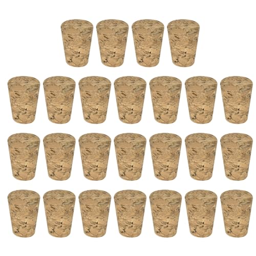 QUARKZMAN Tapered Cork, 19x13x24mm Bouchon En Liège Étanche Doux Pour Bouteilles De Vin Bière Artisanat Remplissage Fournitures De Laboratoire, Couleur Bois Foncé, Lot De 15