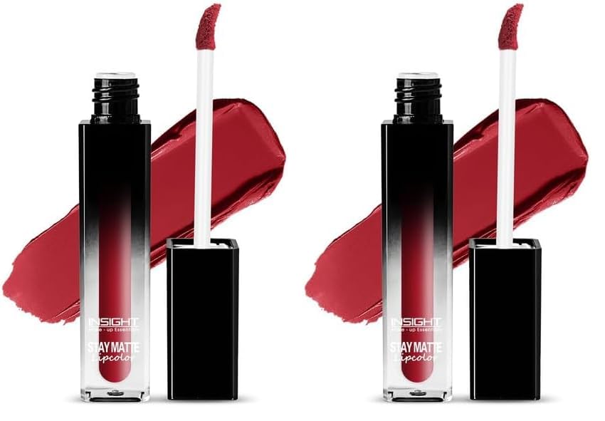 Image of INSIGHT Stay Matte Lipcolor | Butter Texture with Matte Finish | Long Lasting Formula | Transferproof | Comfortable Wear | Infused with Avocado Oil & Niacinamide - (HAPPY HOUR) 3g (Pack of 2)