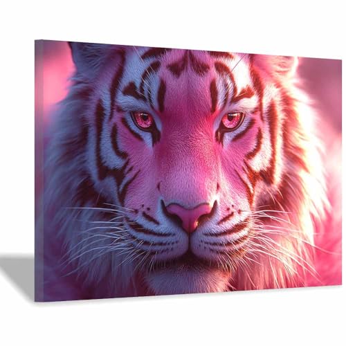 Toile tigre rose TERUEA 60x90cm encadrée au design artistique premium