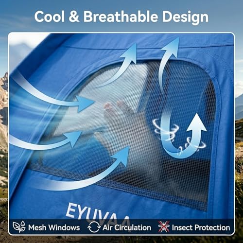Image of EYUVAA Waterproof Camping Tent for 4 Person (200x200x135 cm),Lightweight Portable Dome Tent with Carry Bag,Easy Setup Windproof Outdoor Tent for Hiking, Backpacking, Picnic & Travel (Random Colour)