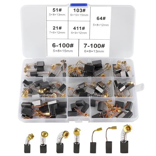 UYUYong 72 Piezas Cepillos de Carbono Motor Escobillas de Carbón para Herramienta Eléctrica Genérica Motor de Repuesto para Reparación de Herramientas Eléctricas Universales -7 Tamaños