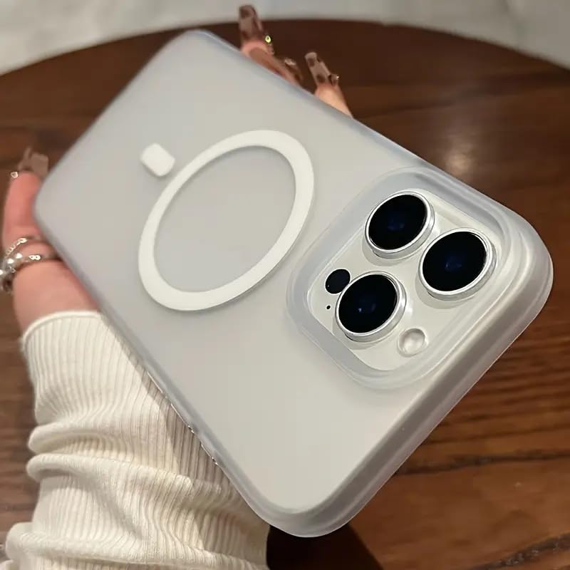 Image of COVERLY Luxe Translucent Magnetic Case for iPhone 12 Pro, MagSafe Compatible, Slim Matte Finish Hard PC Back, Wireless Charging Ready, Skin-Friendly Solid Candy Design, Clear