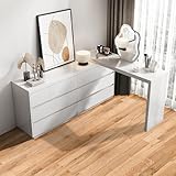 BIGYOUZI Eck-Schminktisch Schreibtisch,Adjustable Desk büroschreibtisch,Schlafzimmer, Badezimmer, Wohnzimmer, Esszimmer, Arbeitszimmer, Hotel (Weiß, 120 * 40 * 74CM)