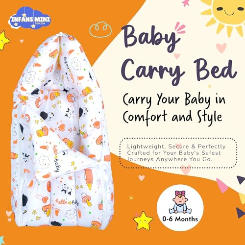 Image of Baby Bed, Sleeping Bag & Carry Nest Cotton|3 in 1 Convertible Portable Bassinet-Nest|Unisex New Born Sleeping Bed for 0-6 Months (Panda Orange)