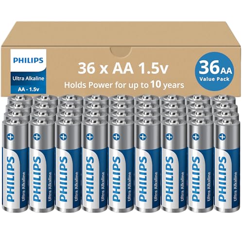 PHILIPS AA Batteries 36 Pack, 1.5V Ultra Alkaline