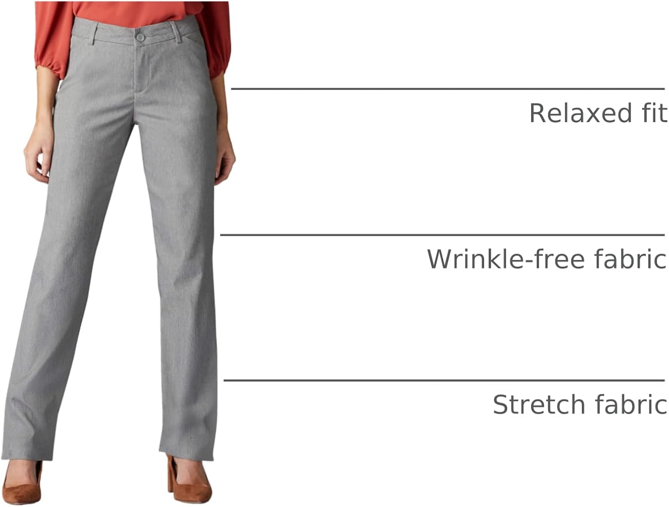 Lee Women's Wrinkle Free Relaxed Fit Straight Leg Pant, 2 Lee Women's Wrinkle Free Relaxed Fit Straight Leg Pant, 2