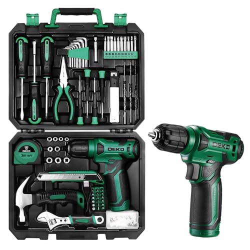 DEKO Caisse a Outil avec Perceuse Visseuse Multifonction Sans Fil 8V, 126 Pièces Malette Outils complete, Ensemble d'Outils avec Perceusepour Réparation,...
