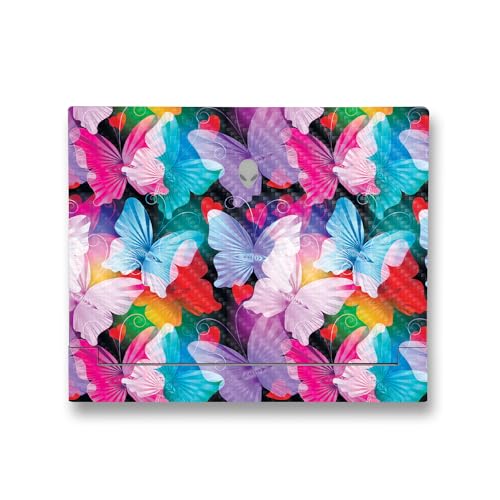 Image of MightySkins Carbon Fiber Skin Compatible with Alienware X14 R2 (2023) Full Wrap Kit - Prismatic Butterflies | Protective, Durable Textured Carbon Fiber Finish | Easy to Apply | Made in The USA