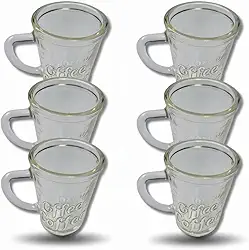 Kit 6 Xícaras de Café de Vidro 70ml – Design Coffee em Relevo – Resistentes e Elegantes