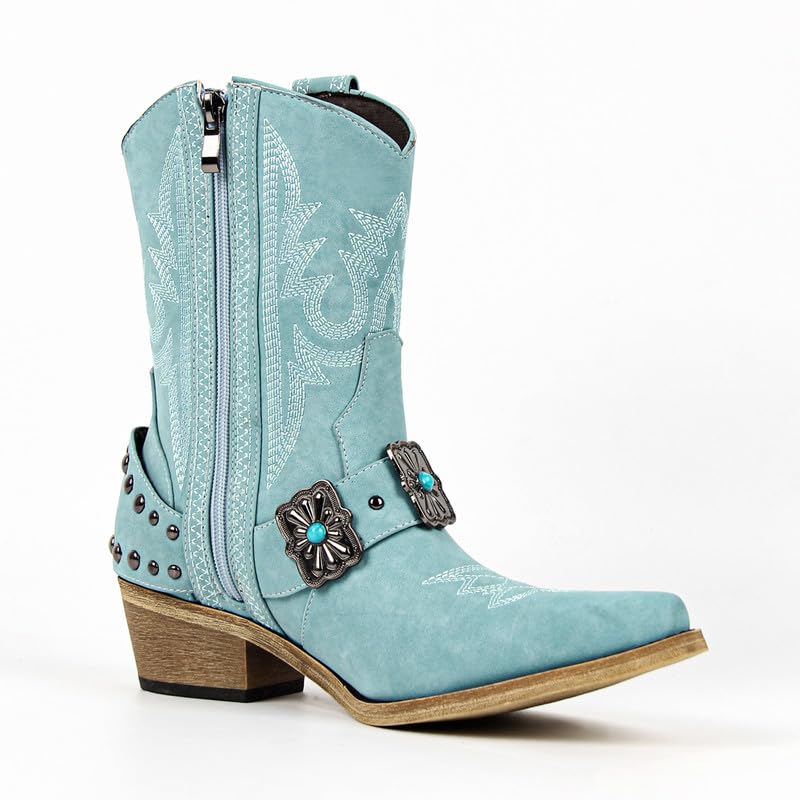 Only maker Cowgirl Western Boots for Women Ankle High Embroidery Pointed Toe Cowboy Rodeo Country Concert Shoes Boot3