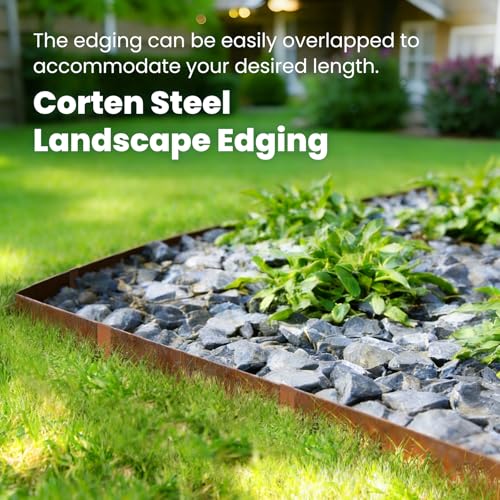 Corten Steel Landscape Edging 6" H x 40" L Metal Landscape Edging, 6 Pack Hammer-in Metal Garden Edging, Thickened Pre-Rusted Steel Edging for Landscaping with 6 Clips, Lawn Yard GZGNEEVL (20Ft Total) by GZGNEEVL - Used condition - Image 2