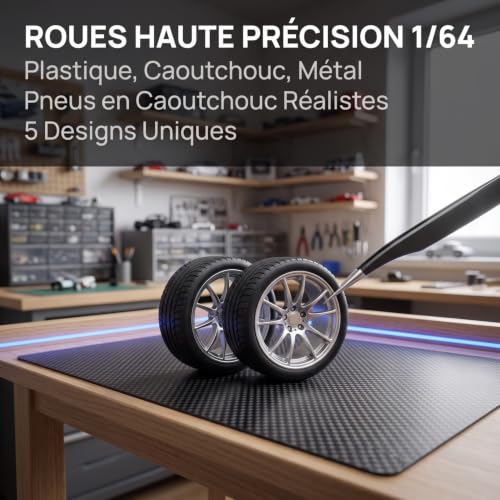 Lurrose Roues Voiture Miniature 1/64 Pneus Caoutchouc Modèle Réduit – vue 9