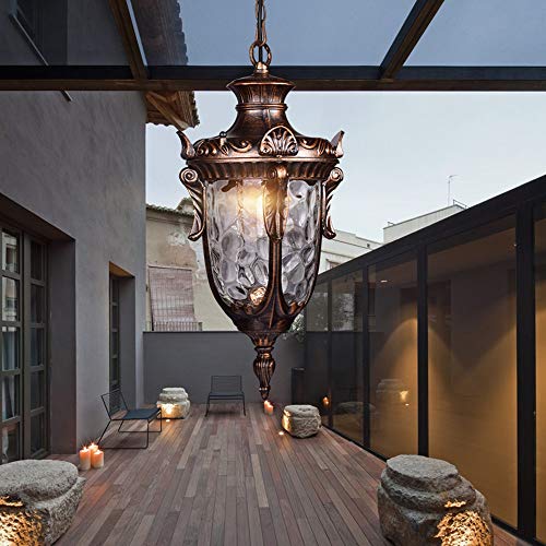 Suspension pour tonnelle et jardin : luminaire étanche rétro E27 style européen vintage
