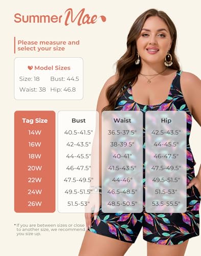 Image of Summer Mae Plus Size Swim Romper One Piece Swimsuit Women Blouson Bathing Suit with Pockets 2026 Modest Swimwear