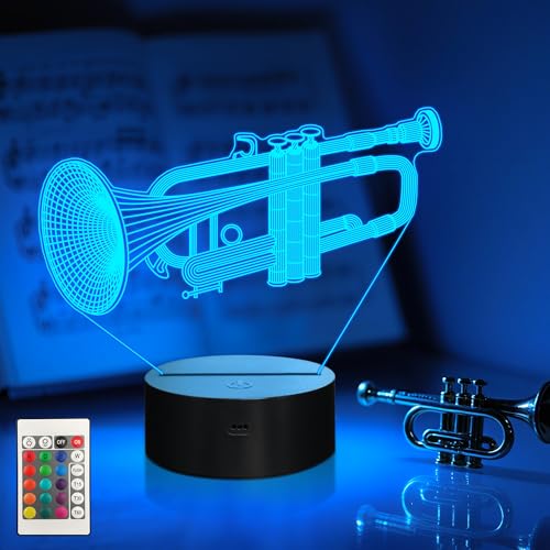 CoolGift Mart Saxophone Night Light, 3D LED Optical Illusion Lamp with 16 Colors and Remote Controller, Gifts for Saxophone Enthusiasts Music Lovers