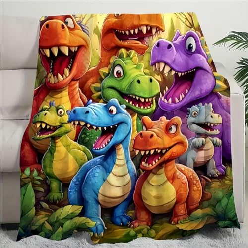 Couverture en flanelle dinosaure microfibre douce pour lit enfant