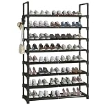 Lxvckly Shoe Rack, 8-Tier Extendable & Widened Shoe Storage Organizer, Metal Tall Shoe Shelf Holds 32-36 Pairs, Stackable Vertical Shoe Shelves for Entryway, Closet, Hallway, Cloakroom, Garage Black