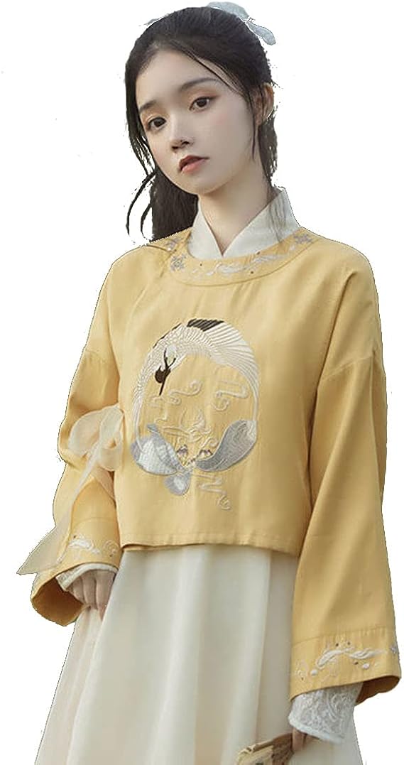 Amazon Co Jp セットアップ ロングワンピース トップス コート フレアワンピース チャイナ風 刺繍付き 重ね着風 チャイナ風ドレス 漢服 ファッション