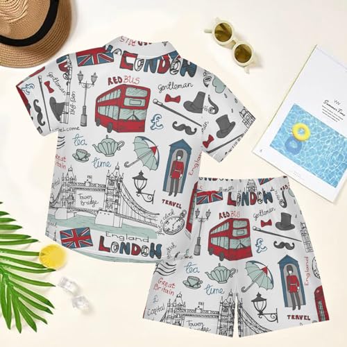 Image of visesunny Little Boys Short Sleeve T-Shirt Beach Shirts Casual Shorts Set Summer Clothes for Kids Outfits