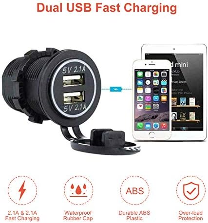 RUIZHI 8 Gang Rocker Switch Panel 12-24V Toggle Switch Panel Dual USB Charger Cigarette Lighter Socket with Digital Voltmeter for RV Car Boat Truck