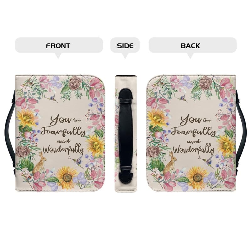 Kuiaobaty Inspiring Quotes Portable Church Bible Case for Women Colorful Flowers Book Cover Zipper and Pockets for Women Kids - Image 4