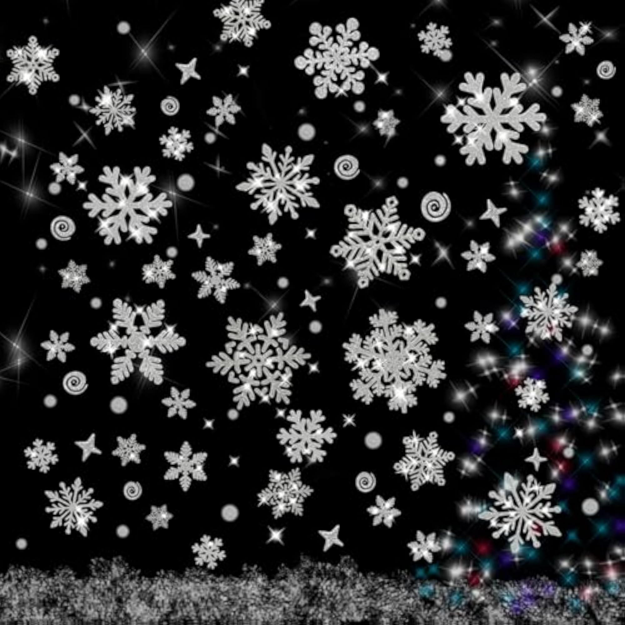 Mauts Silver Glitter Snowflake Window Stickers, 222pcs