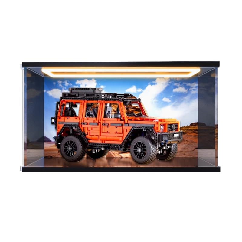 HCAEIOFJ Clear Acrylic Display Case for Lego Technic 42177 Applicable for Mercedes-Benz G 500 PROFESSIONAL Line Designed Display Box Gift(Display Case Only,) (Background+Top Light)
