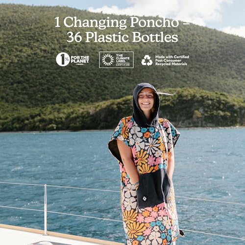 Image of Nomadix Changing Poncho - Quick Dry & Absorbent Hooded Surf & Swim Poncho - Sewn Sides for Private Changing - Front Pocket Storage - Made from Post-Consumer Recycled Materials