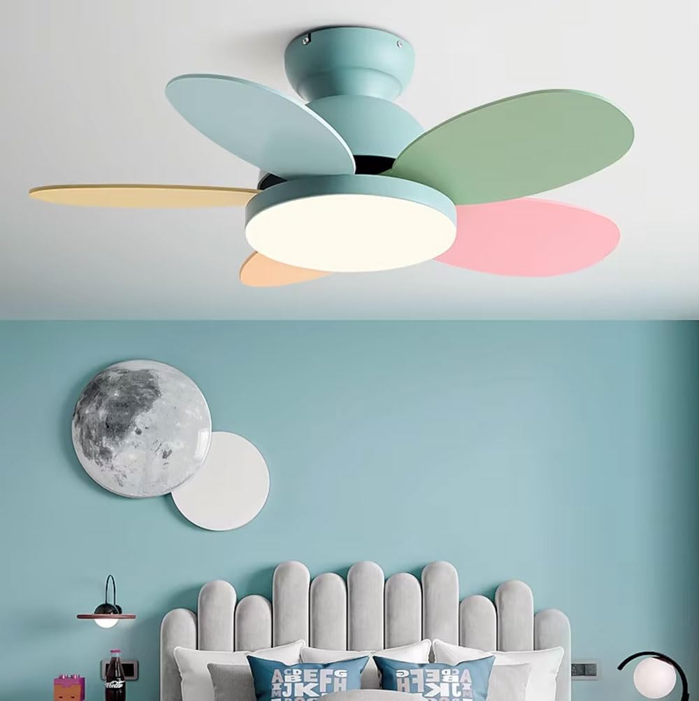 Ceiling Fans Lighting Children Room Ceiling Fan Light Modern Low Profile Ceiling Fan With Light Flush Mount Quiet Reversible Ceiling Fans With Lights Dimmable 6 Speeds Bedroom Office Ceiling Fans Lamp