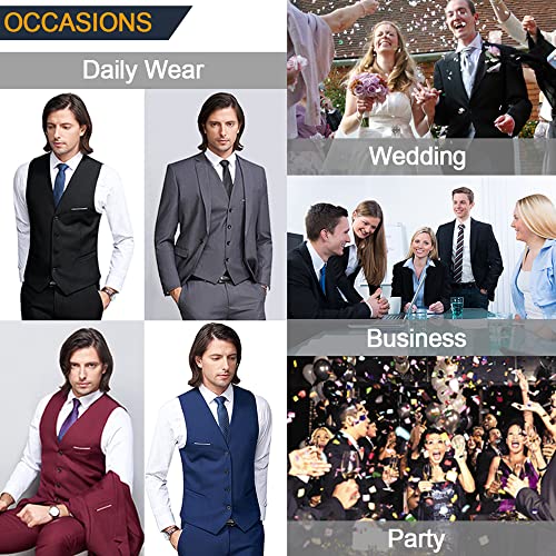 Mrsure Men’s 3 Piece Suit Blazer, Slim Fit Tux With One Button, Jacket Vest Pants & Tie Set For Party, Wedding And Business Deep Green #TOP4