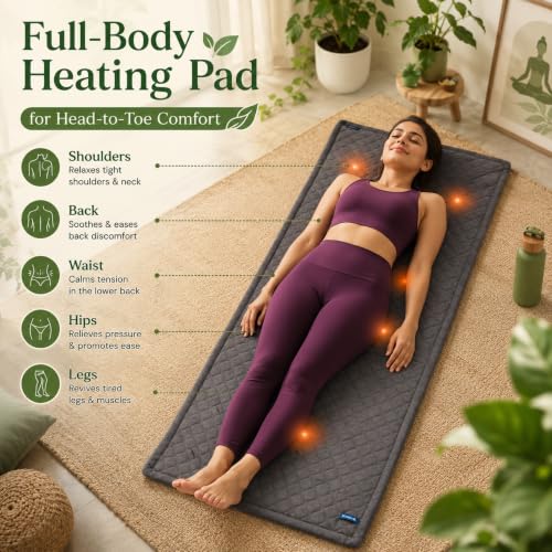 Image of Comfier Electric Heating Pad Pain Relief - Large Heating Warmer Pad for Muscle,Shoulder, Abdominal, Knee, Neck, Back & Period Cramps with Auto Heat Control Technology (68*27 inches) 2 years warranty (DARK GREY)