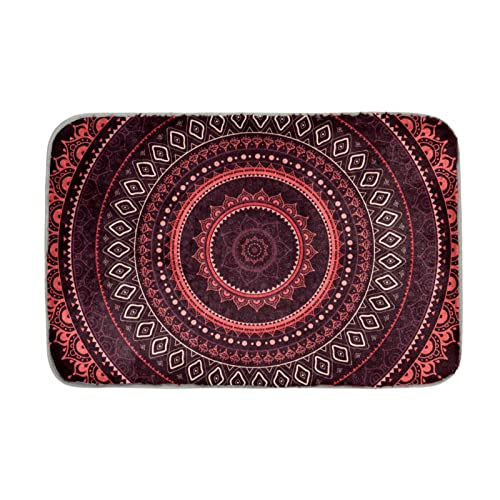 Mandala - Alfombra de piel sintética para sala de estar, alfombra esponjosa y lavable para dormitorio, rectangular