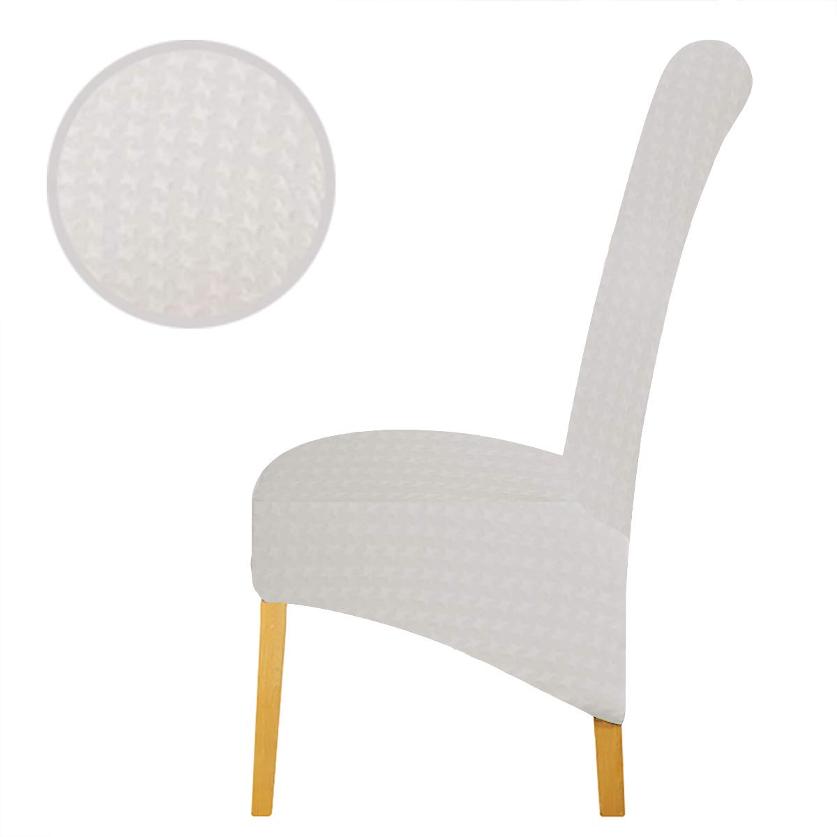 Embossed Jacquard Spandex XL Chair Covers Dining Room Hotel Set of 6 Removable Washable Large Slipcovers Ivory Dining Chair Cover Pack