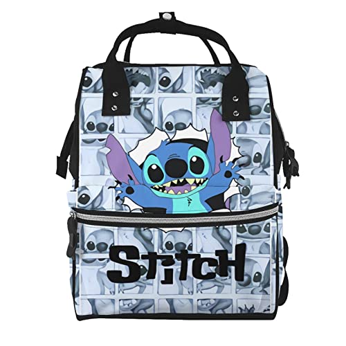 Image of Gearbest Cartoon Cute Stitch Diaper Bag Backpack For Mom Baby Bags Waterproof Large Capacity Multi-Function Unisex, One Size