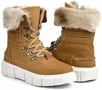 Bota Feminina de Inverno em Couro Forrada com Lã Impermeável - Bariloche