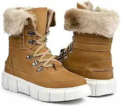Bota Feminina de Inverno em Couro Forrada com Lã Impermeável - Bariloche