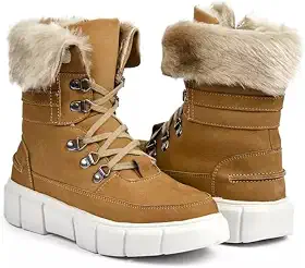 Bota Feminina de Inverno em Couro Forrada com Lã Impermeável - Bariloche