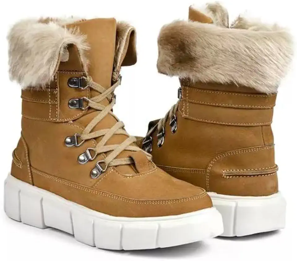 Bota Feminina de Inverno em Couro Forrada com Lã Impermeável - Bariloche