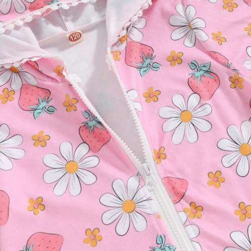 Image of Girls Swim Cover Up Kids Short Sleeve Swimsuit Coverups Terry Zip-Up Hoodies Beach Dress Ruffle Bathing Suit Wraps