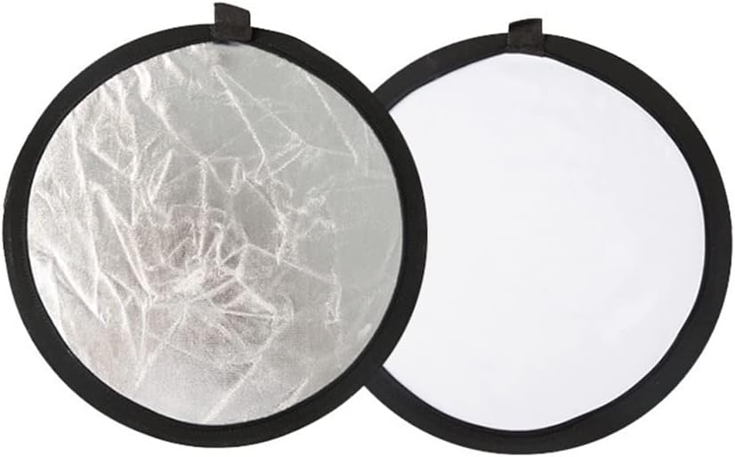 撮影用 丸レフ板 直径30cm 折りたたみ可能 銀 白 2in1 折り畳み式レフ板 スタジオ写真撮影対応 撮影反射 光補充用 写真撮影用 照明補助用品 銀 金 白補光/吸光/輪郭強調 自撮 写真撮影 商品撮影 人物撮影 (ホワイト)