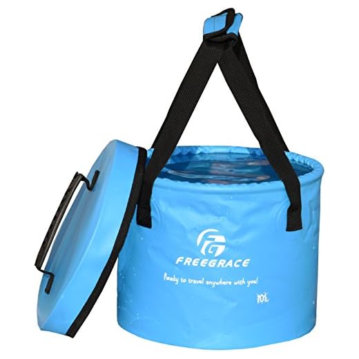 Freegrace Premium Collapsible Bucket - Multifunctional Folding Bucket - Perfect Gear for Camping, Hiking & Travel (Blue, 10L(Upgraded))